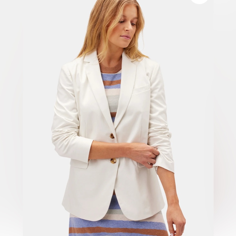 NWT Amour Vert Slim Tobie Blazer, White, Size Small
